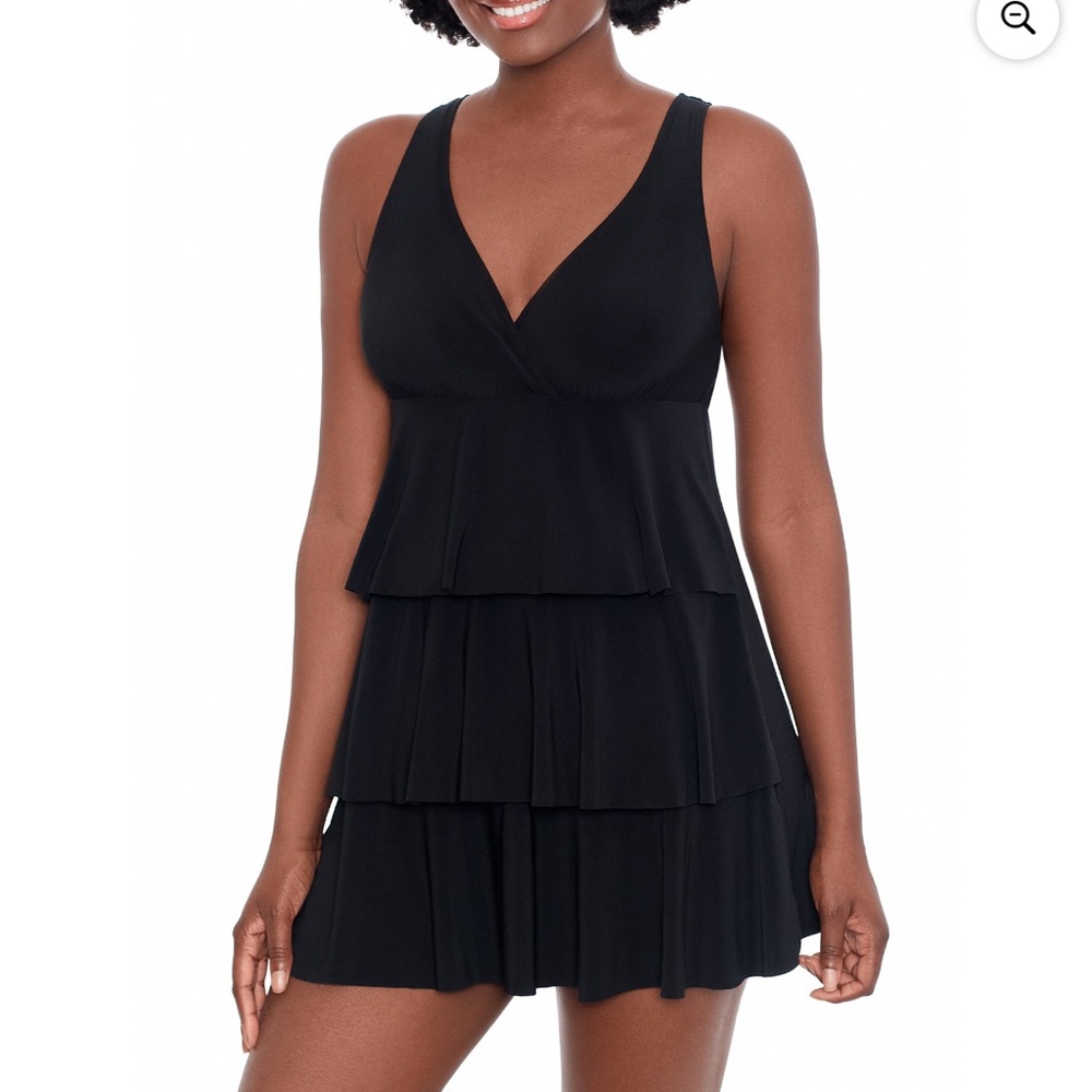 Simply Slim Women's and Plus Get Ruffled One Piece Swim Dress One Piece Sz Large